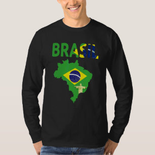 T-shirt Idée de drapeau brésilien pour hommes et carte du