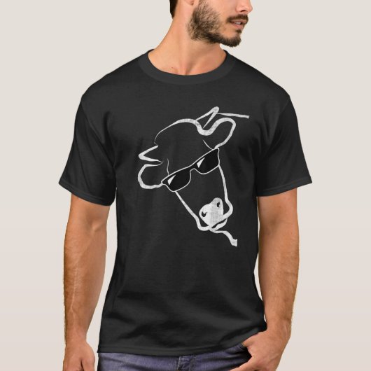 T-shirt Idée de lunettes de soleil pour vache (Devant)