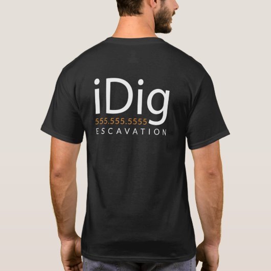 T-shirt iDIG. Excavatrice. Opérateur de pelle rétro. (Dos)