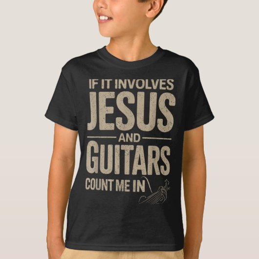 T-shirt If It Involves Jesus And Guitars Count Me In Guita (Devant)
