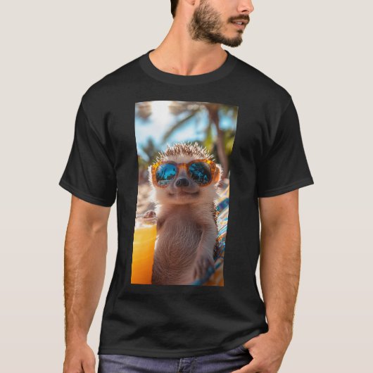 T-shirt Igel à la plage avec lunettes cool (Devant)