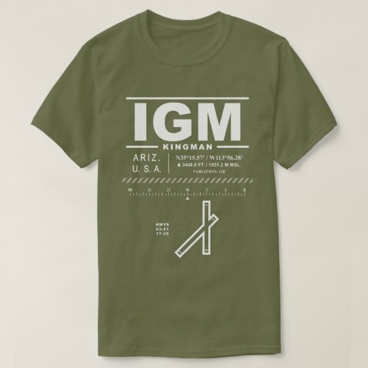T-shirt IGM de l'aéroport de Kingman (Design devant)