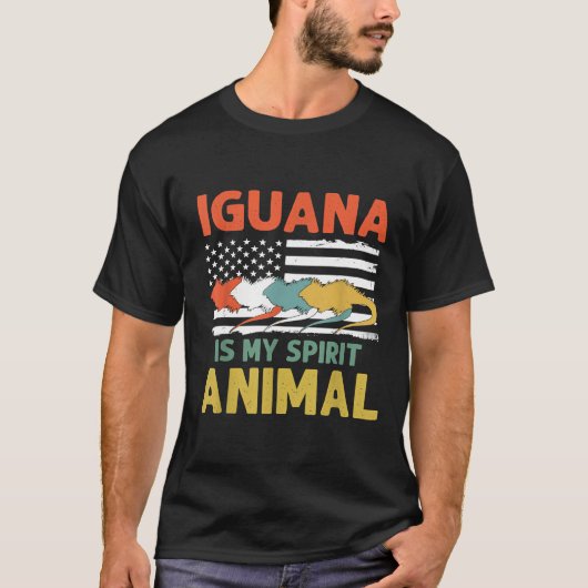 T-shirt Iguana Est Mon Esprit Animal Usa Patriotique Améri (Devant)