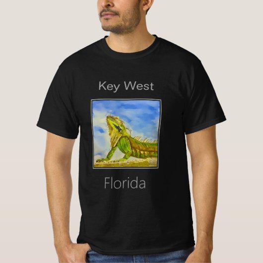 T-shirt Iguana Vert Clair, Key West, Floride (Devant)