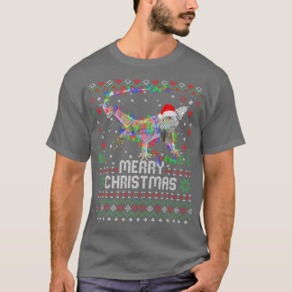 T-shirt Iguanas Santa Hat Animal Noël Arbre Lumière Hol