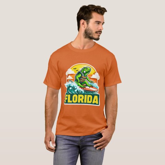 T-shirt iguane vert-Floride 13 (Devant entier)