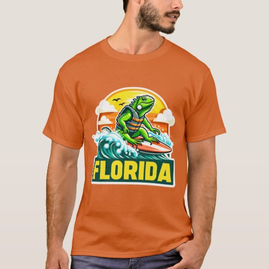 T-shirt iguane vert-Floride 13 (Devant)