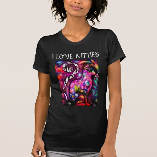 T-shirt - Ik hou van Katten - Whimsical Abstract C (Voorkant)