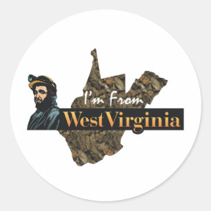 T-SHIRT Ik kom uit West Virginia Ronde Sticker
