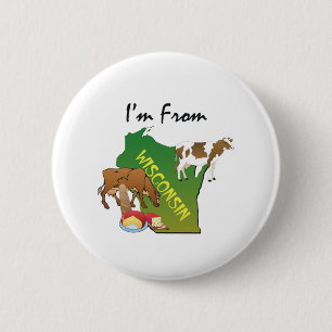T-SHIRT ik kom uit Wisconsin Ronde Button 5,7 Cm