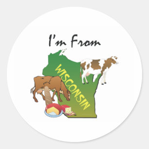 T-SHIRT ik kom uit Wisconsin Ronde Sticker