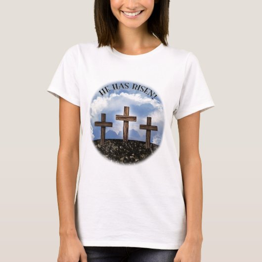 T-shirt Il A Augmenté 3 Croix Robustes Matthieu 26:39 (Devant)