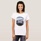 T-shirt Il A Augmenté 3 Croix Robustes Matthieu 26:39 (Devant entier)
