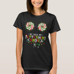 T-shirt Il aime mes bonbons à la menthe poivrée J'aime sa