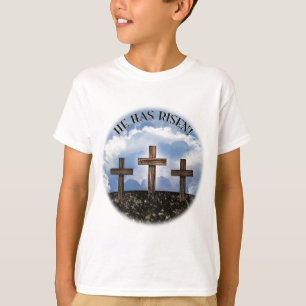 T-shirt Il Est Ressuscité 3 Croix Rudes + Jean 3:16