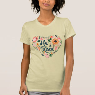 T-shirt Il est ressuscité Boho Christian Heart Motif Inspi