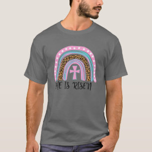 T-shirt Il Est Ressuscité Boho Rainbow Christian Joyeux Pâ