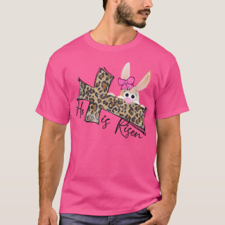 T-shirt Il Est Ressuscité Christian Bunny Ears Leopard Fai