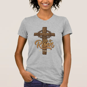 T-shirt Il Est Ressuscité Croix Couronne d'Épines Chemise