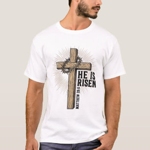 T-shirt Il Est Ressuscité Croix Matthieu 28_6 Vintage Chré