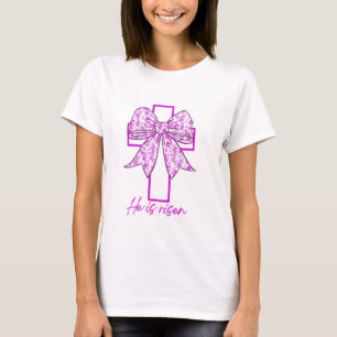 T-shirt Il est ressuscité Cross Floral Retro Croquette Bow
