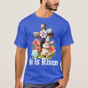 T-shirt Il Est Ressuscité Cute Bunny Chrétien Croix