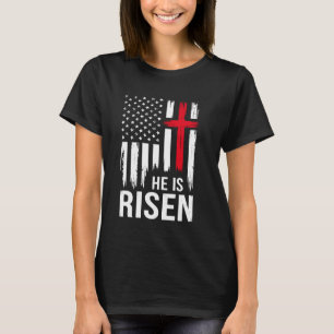 T-shirt Il est ressuscité drapeau vintage américain pour c