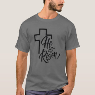 T-shirt Il Est Ressuscité Leopard Cross Vintage Joyeux P