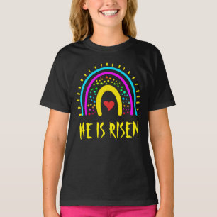 T-shirt Il Est Ressuscité Pâques Arc-en-ciel Coloré
