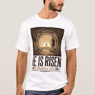 T-shirt Il Est Ressuscité Pâques Tombeau Croix Vintage Chr