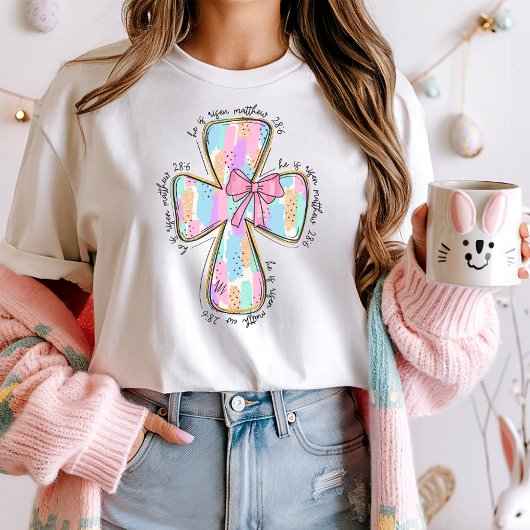 T-shirt Il est ressuscité, Pastel Cross Pâques