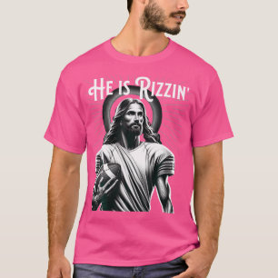 T-shirt Il Est Rizzin Jésus Jouant Football Sport Drôle R