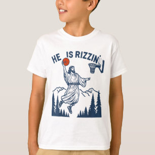 T-shirt Il Est Rizzin Pâques Drôle Bysketbyll Chrétien Rel