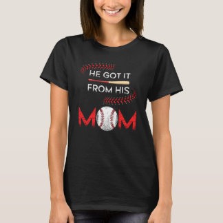 T-shirt Il L'A Obtenu De Sa Mère Vintage Softball Player M