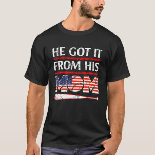 T-shirt Il L'a Tenue De Sa Mère Baseball Maman Vintage Mèr