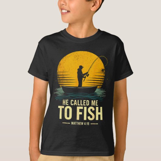 T-shirt Il m'a appelé à pêcher, Matthieu 4_19, Pêche basée (Devant)