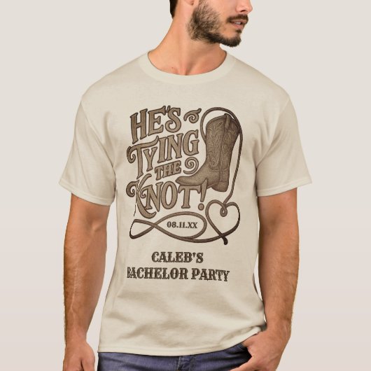 T-shirt Il noue le noeud Western Cowboy Bachelor Party (Devant)