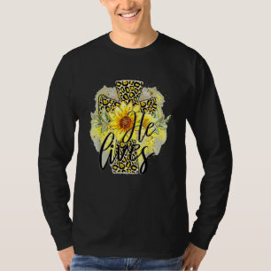 T-shirt Il Vit Fleurs de soleil Foi Jésus Croix Christian 