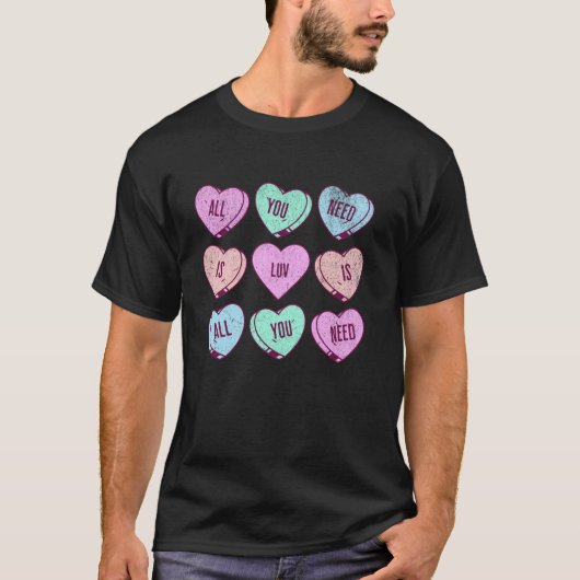 T-shirt Il Vous Suffit De Luv Valentines Day Candy Heart L (Devant)
