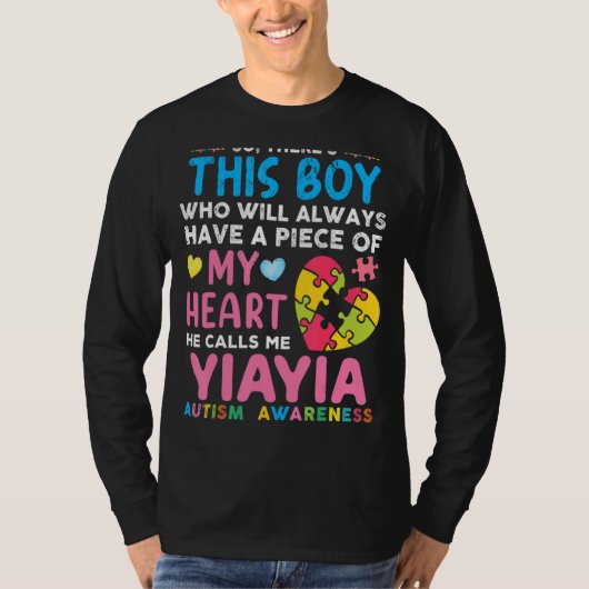 T-shirt Il Y A Ce Garçon Qu'Il M'Appelle Yiayia Autism Awa (Devant)