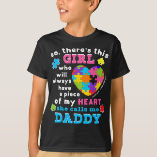 T-shirt Il y a une fille Elle m'appelle Papa Chemise Autis