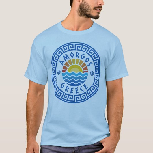 T-shirt Ile d'Amorgos, Grèce - Bleu clair (Devant)