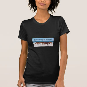 T-shirt Île d'Assateague (poneys sur le logo de plage)