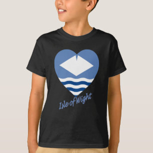 T-shirt Île de coeur de drapeau de Wight avec le nom
