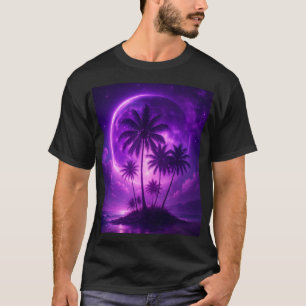 T-shirt Île de la Lune Violette Paysage de Rêve