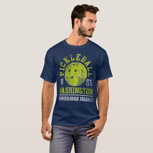 T-shirt Île de Pickleball Est.1965 Washington Bainbridge (Devant entier)