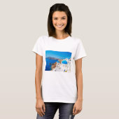 T-shirt Île de Santorini - caldeira, Grèce (Devant entier)