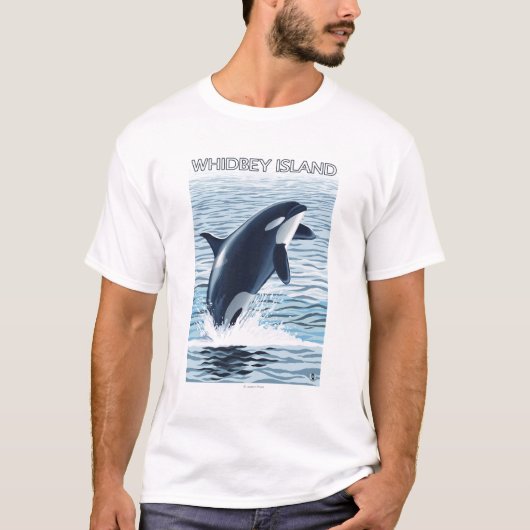 T-shirt Île de Whidbey, sauter de WashingtonOrca (Devant)