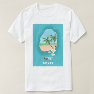 T-shirt Île des Caraïbes Nevis Carte illustrée.