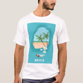 T-shirt Île des Caraïbes Nevis Carte illustrée. (Devant)